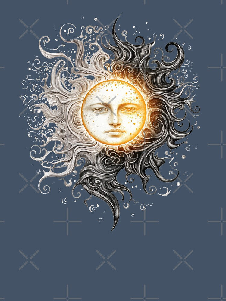 Celestial Sun and Moon Gold Grey by MysticMagpie