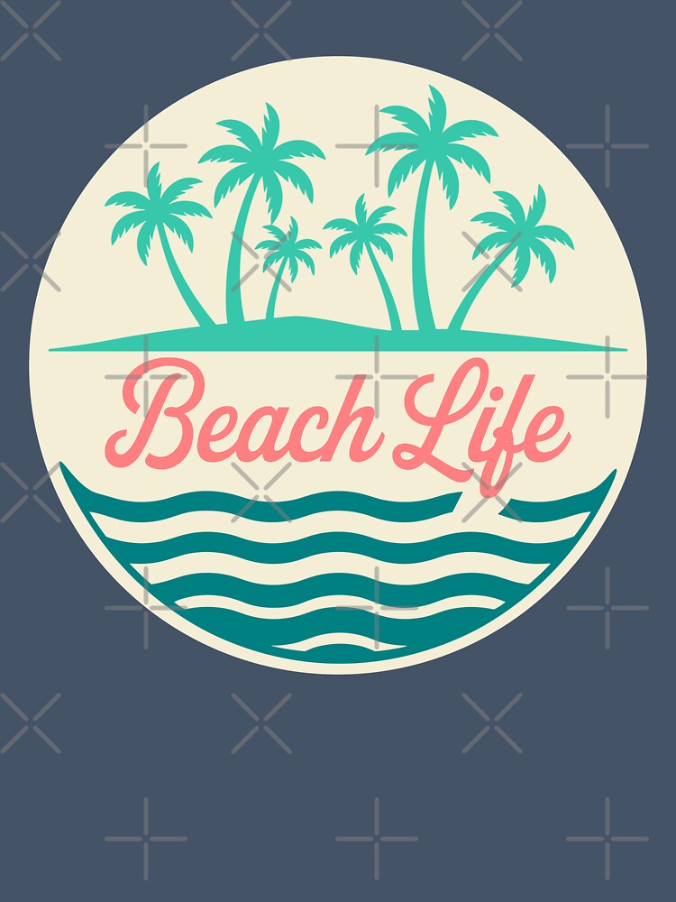 Beach Life Retro Palm Tree and Ocean Waves Design by theartfulaspie