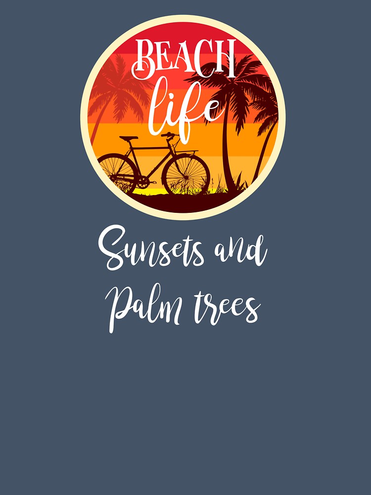 Beach Life Retro Sunset Bicycle Art by AhinoraArtShop