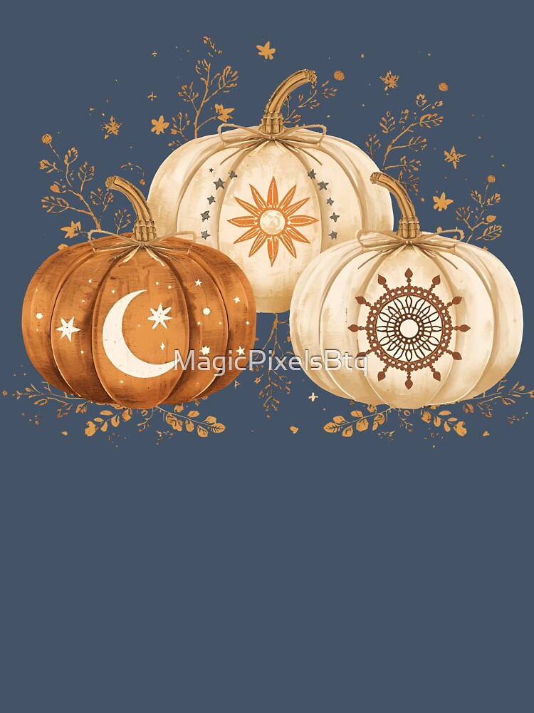 Celestial Boho Pumpkins | Moon, Sun & Star Fall Design by MagicPixelsBtq