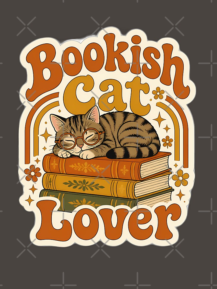 Retro Bookish Cat Lover Reading Aesthetic by Retro Whiskers