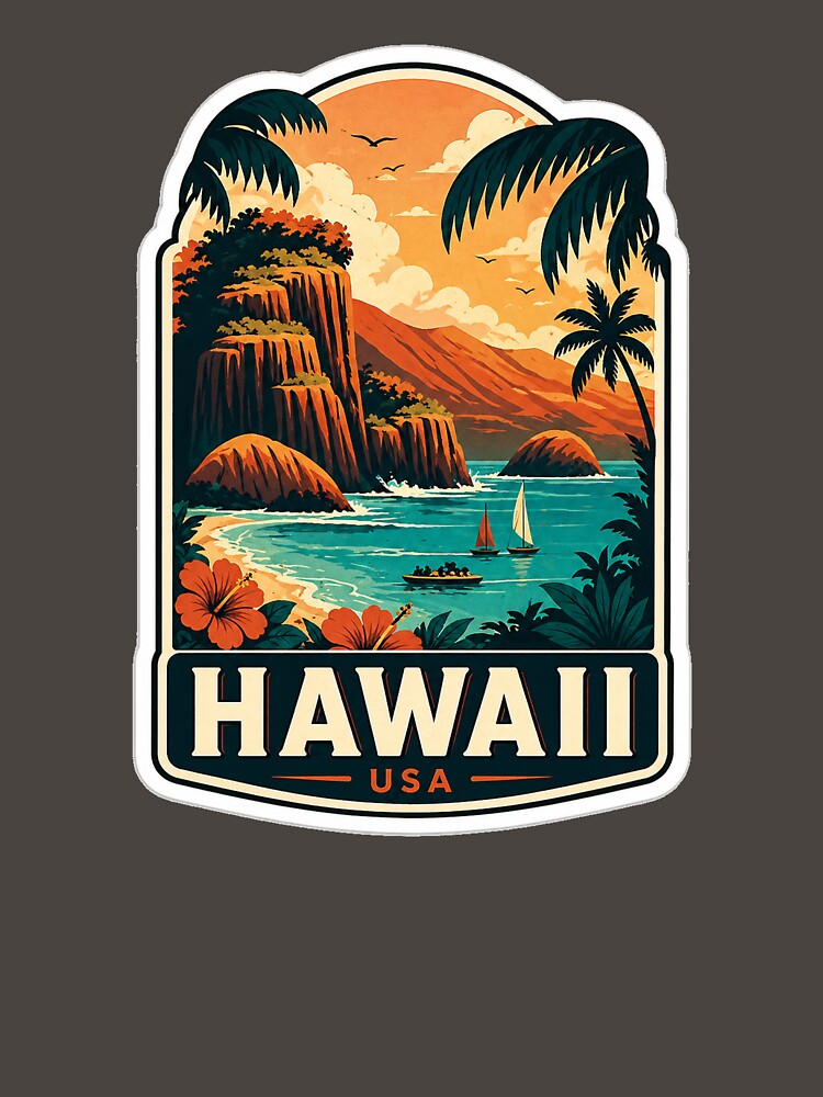 Vintage Hawaii Coastal Sunset Travel Sticker by nowaforart