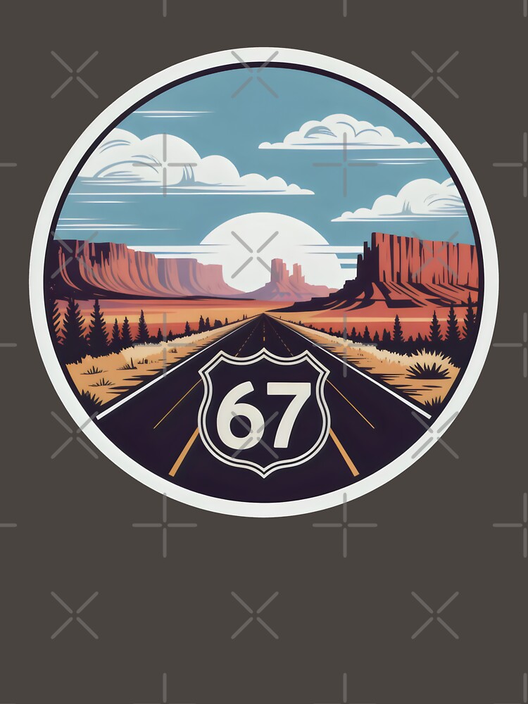 Route 67 Desert Highway Sunset Badge Scenic Southwest Road Design by SplashTastic