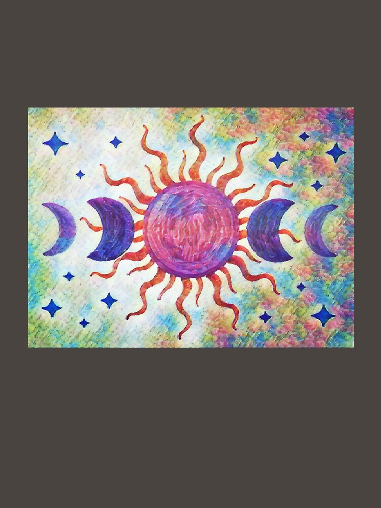Celestial Sun and Moon Phases – Mystical Cosmic Art by LuckyLunaBoutique