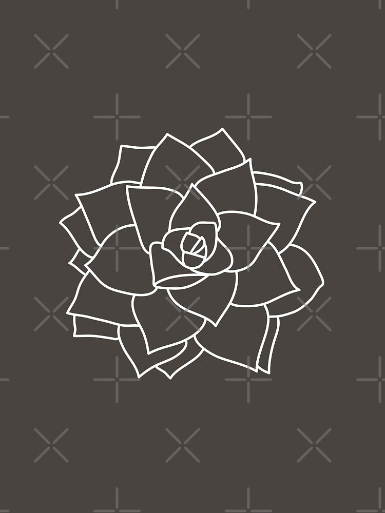White Succulent Echeveria Line Art by RPuniquedesigns