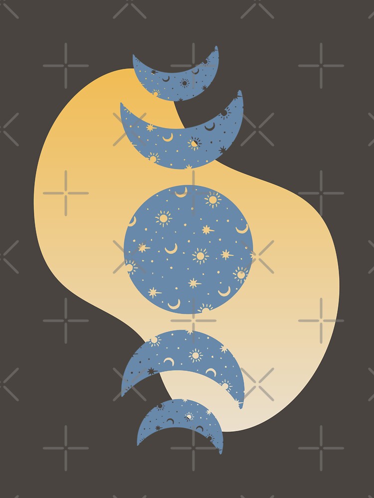 Phases of the Moon Boho Celestial Abstract Art Earthy Colours Decor by BohoStudio