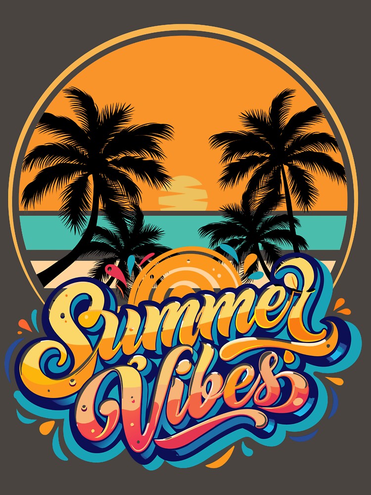 Retro Sunset Summer Vibes, Sunset Palms – Summer Vibes, Sunny Coastline Summer Art by GDbanners