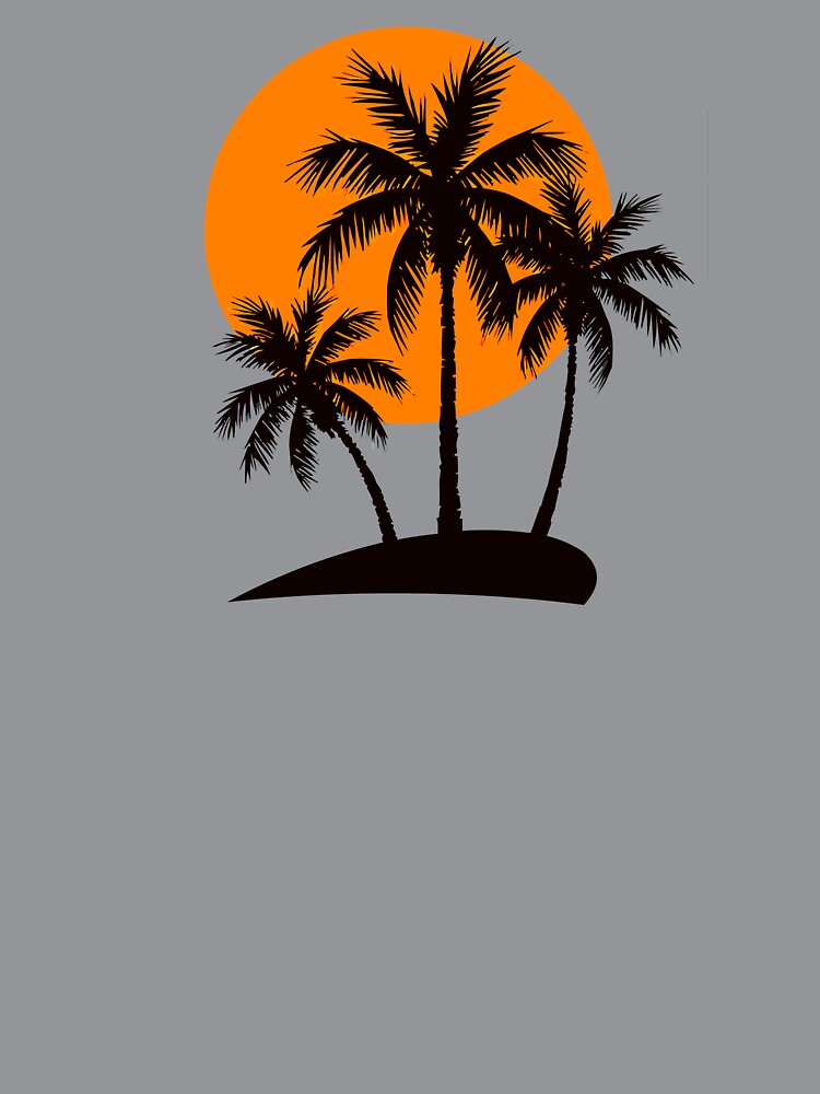 Beach Vacation T-Shirt – Palm Tree Island Sunset Outfit Graphic Tee by VikArtStudio