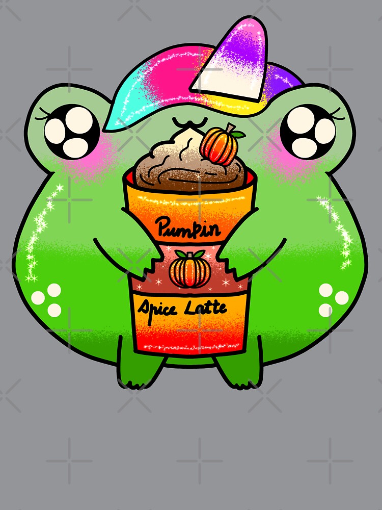 Unicorn frog enjoying Spicy Pumpkin latte fall season by Quacktails