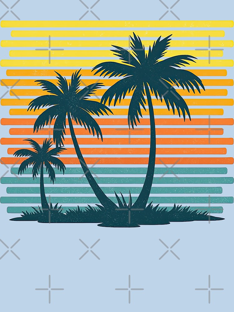 Retro Sunset with Palm Trees by ArtfulWeave