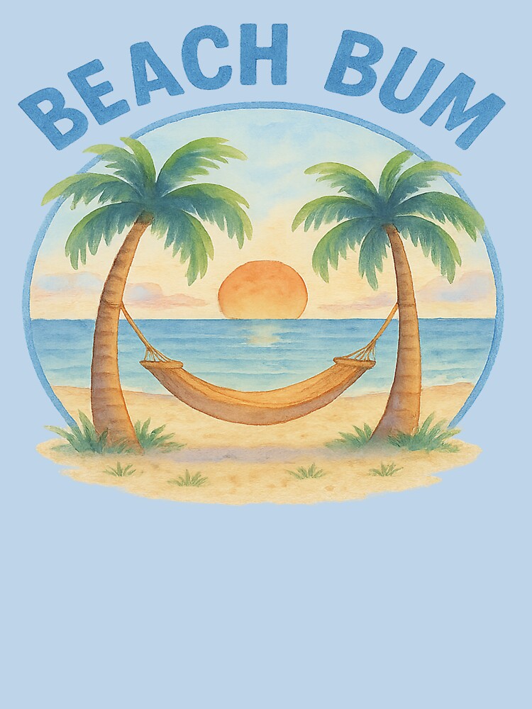 Beach Bum – Watercolor Beach Hammock Art by LeatherbeardArt