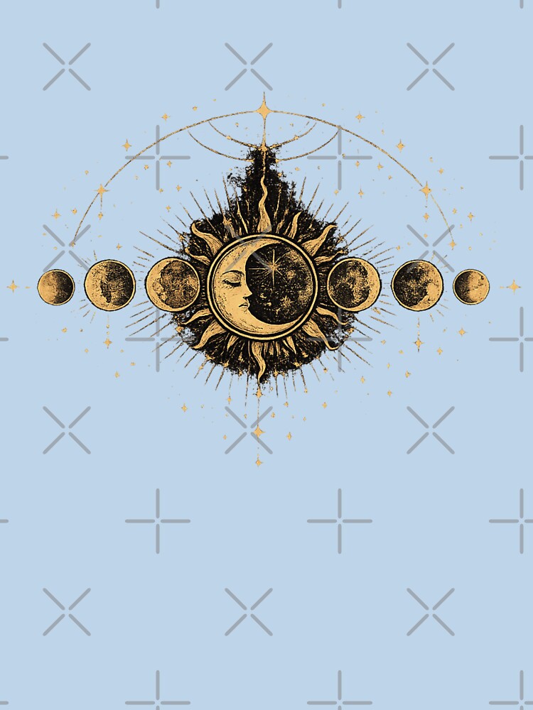 Vintage Sun and Moon Phases Celestial Art by ZENVIRART