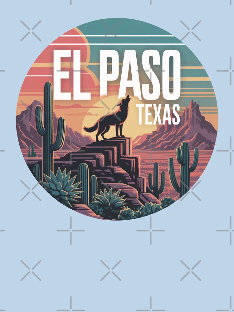 El Paso Texas Sunset Wolf – Vintage Desert Landscape Retro Southwest Design by CircinusStore