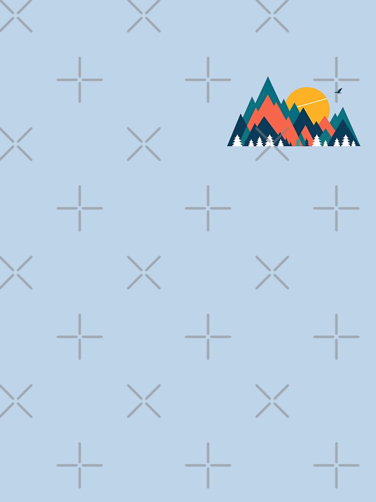 Geometric Sunset Mountain Forest Landscape by ArtfulWeave