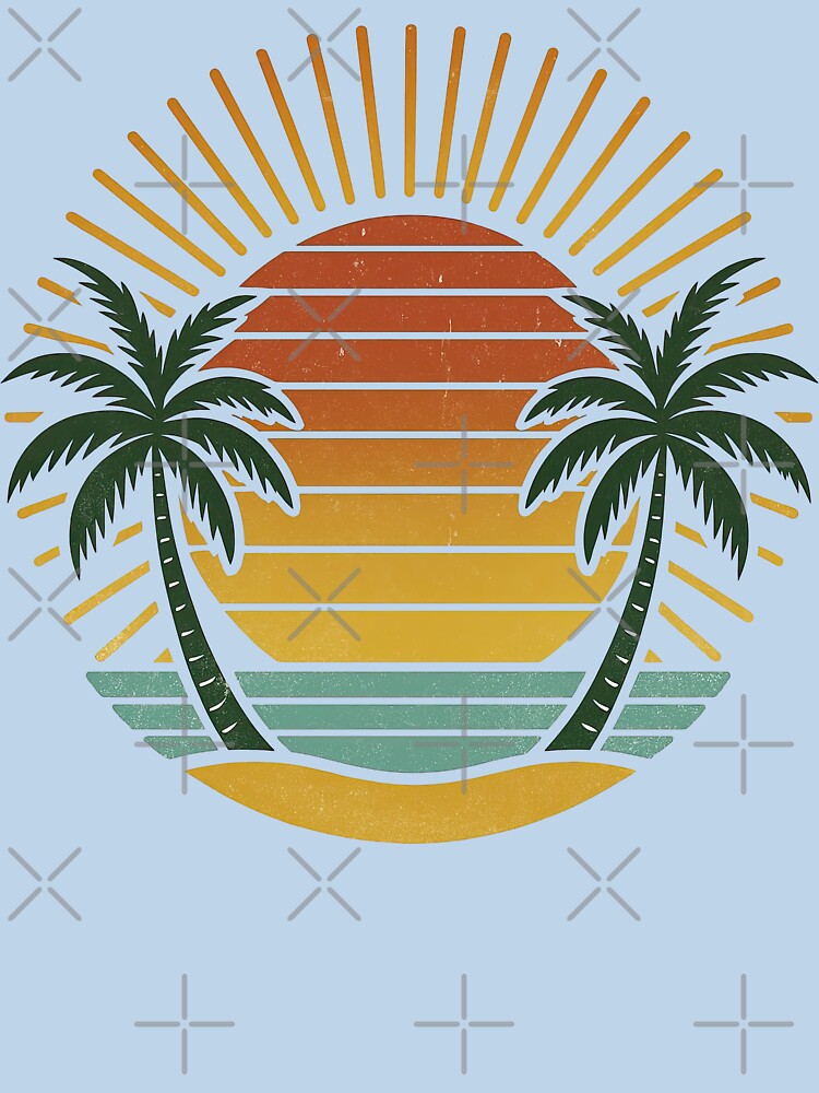 Vintage Sunset and Palm Trees Beach Scene by ArtfulWeave