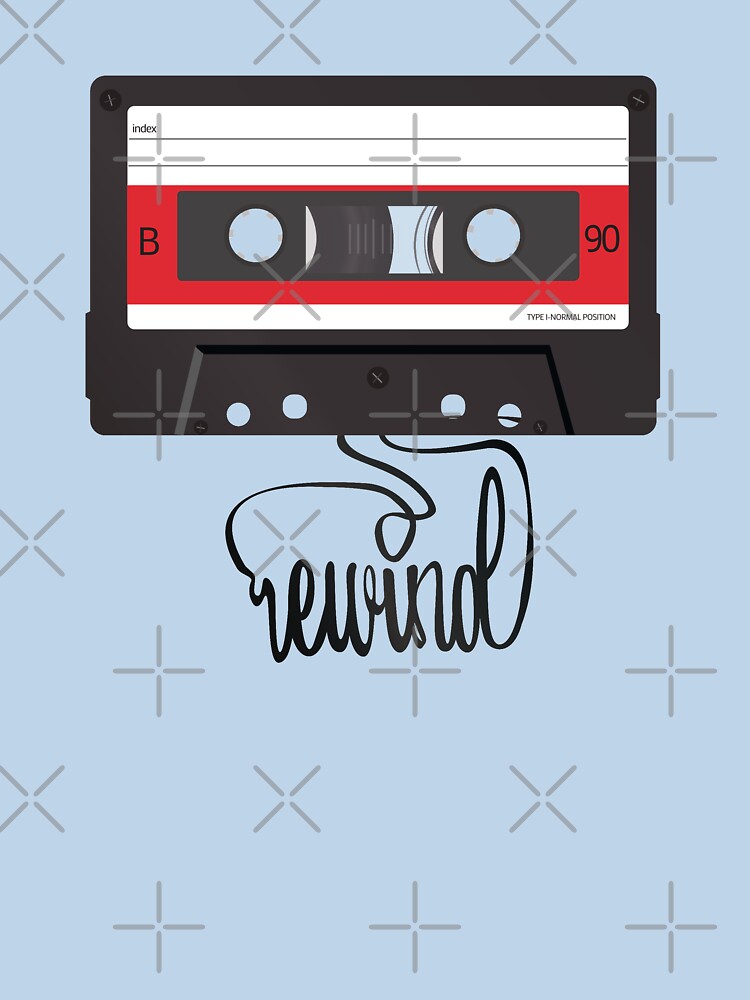 Retro C-Cassette with tape out making text rewind - red by knappidesign