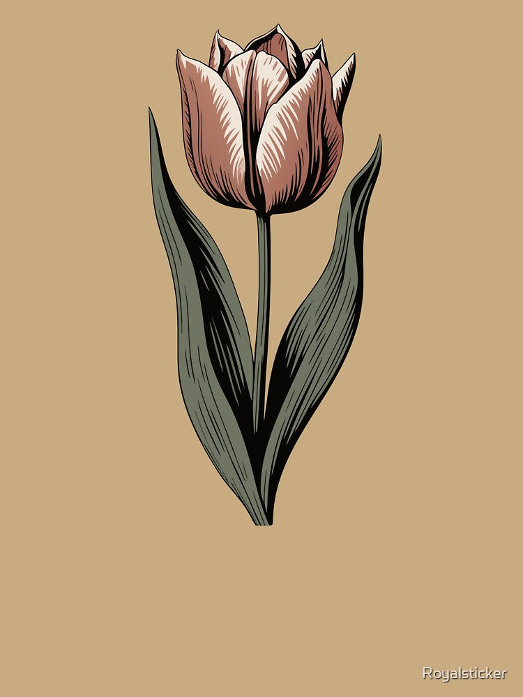 Minimalist Tulip Flower Illustration – Elegant Botanical Floral Art by Royalsticker