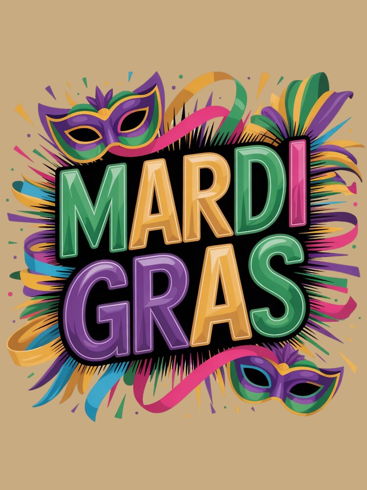 Mardi Gras Festive Carnival Mask and Confetti Design by PRfoxy