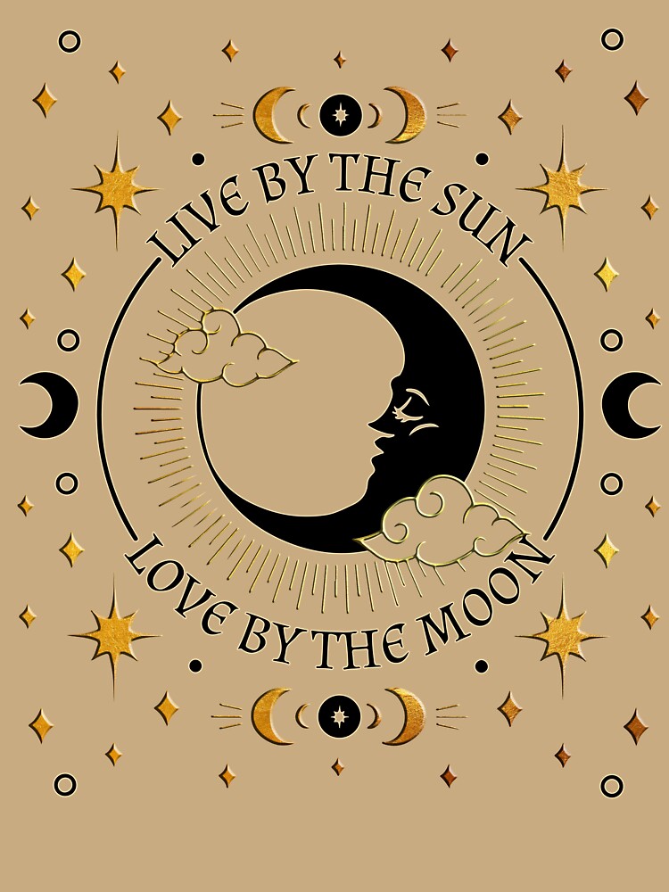 Live by the Sun Love by the Moon Gold Celestial Art by RamyGallery