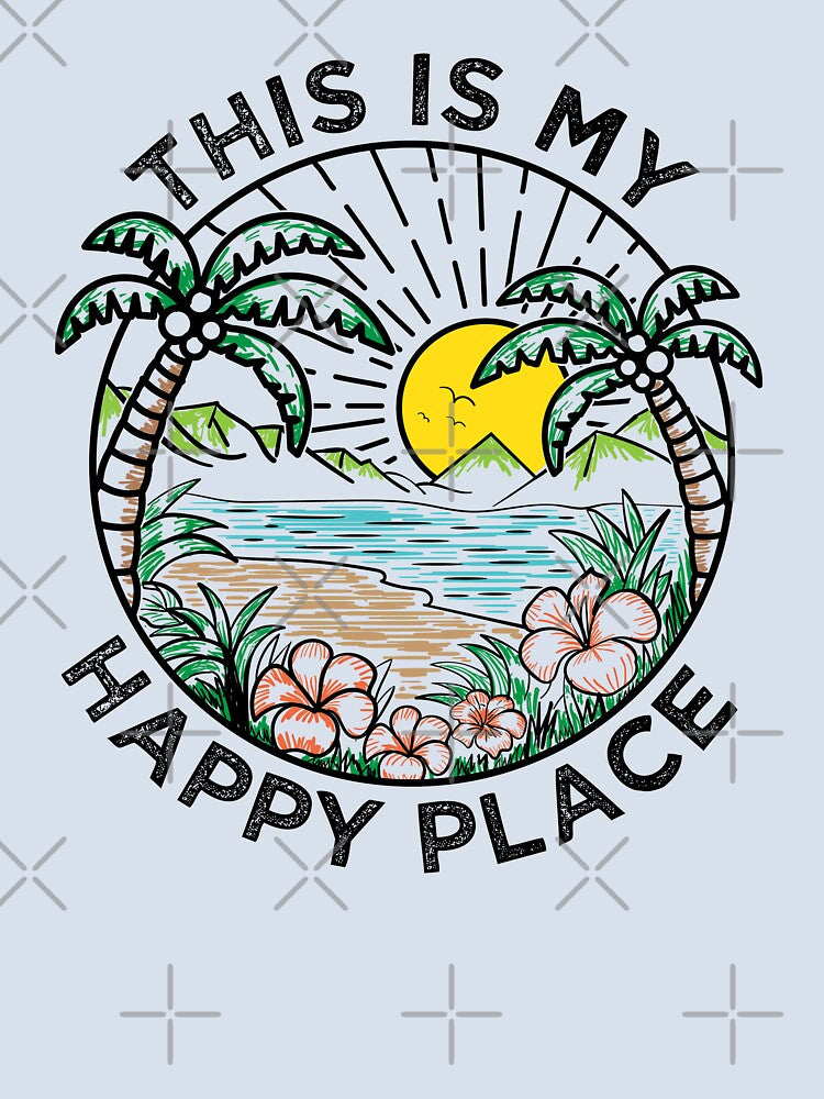 This Is My Happy Place Tropical Sunset Design - Palm Trees Beach Retro Summer Aesthetic by KymeraStudio25