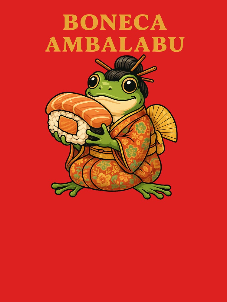 Boneca Ambalabu Japan – Funny Kimono Frog with Sushi Meme Art by Lunaria Arts