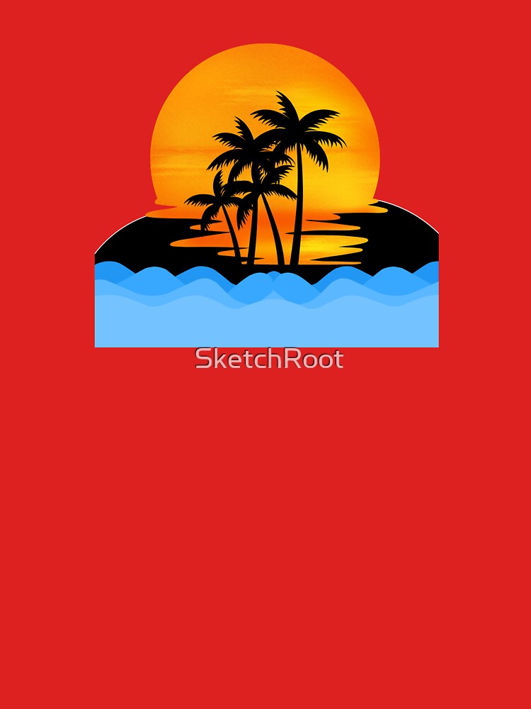 Sunset Palms Retro Beach Vibe Design by SketchRoot