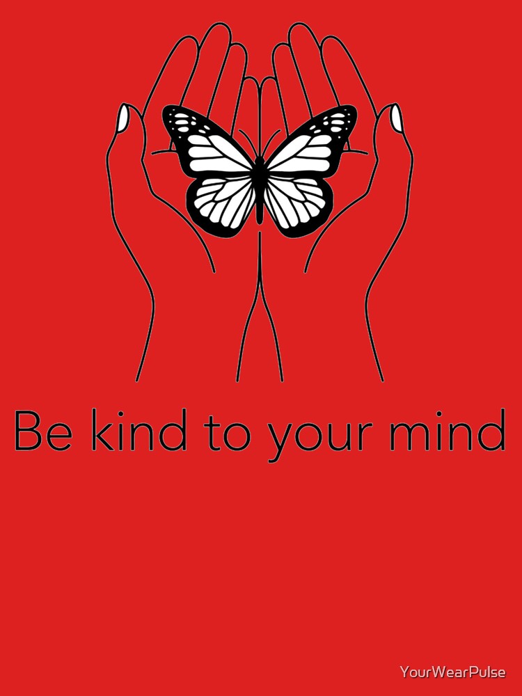 Minimalist Butterfly Line Art Vector, "Be Kind to Your Mind" by YourWearPulse