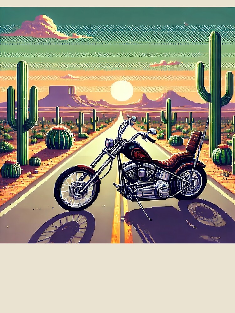 Pixel Art Chopper in Desert Sunset by RabbitDesign777