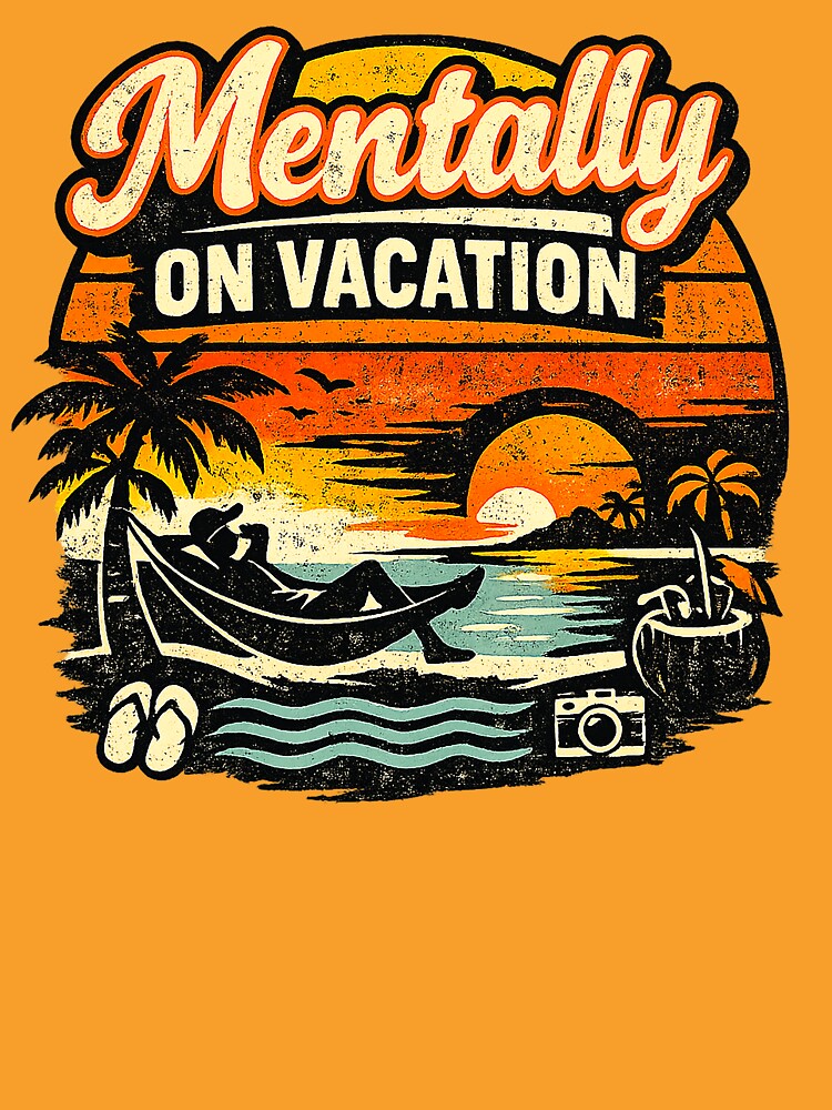 Mentally On Vacation Retro Sunset Beach Graphic by PkDesignHub