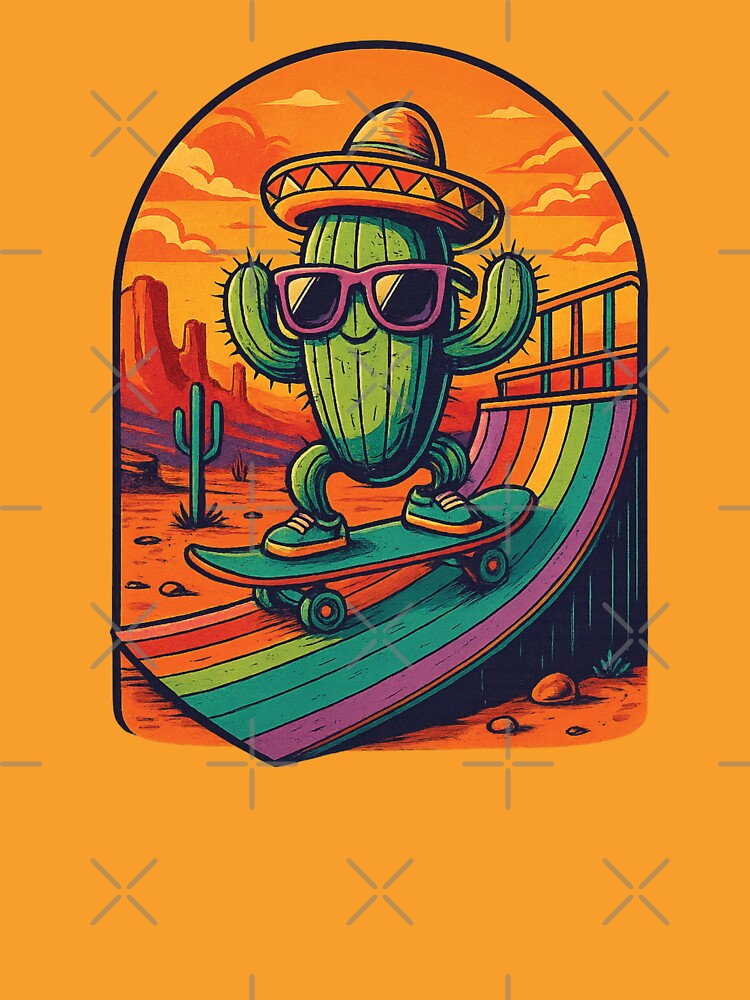 Skater Cactus Retro Vibes by MobredsShop