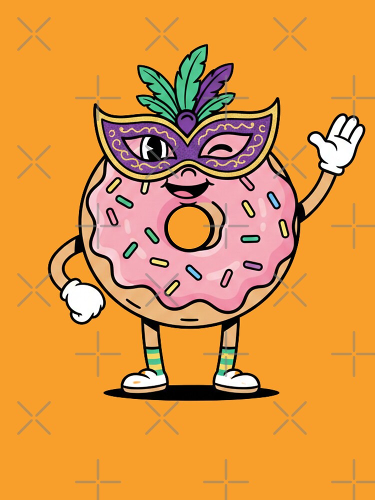 Mardi Gras Donut Mascot – Cute Carnival Mask Donut Character Funny Party by justyna-s28