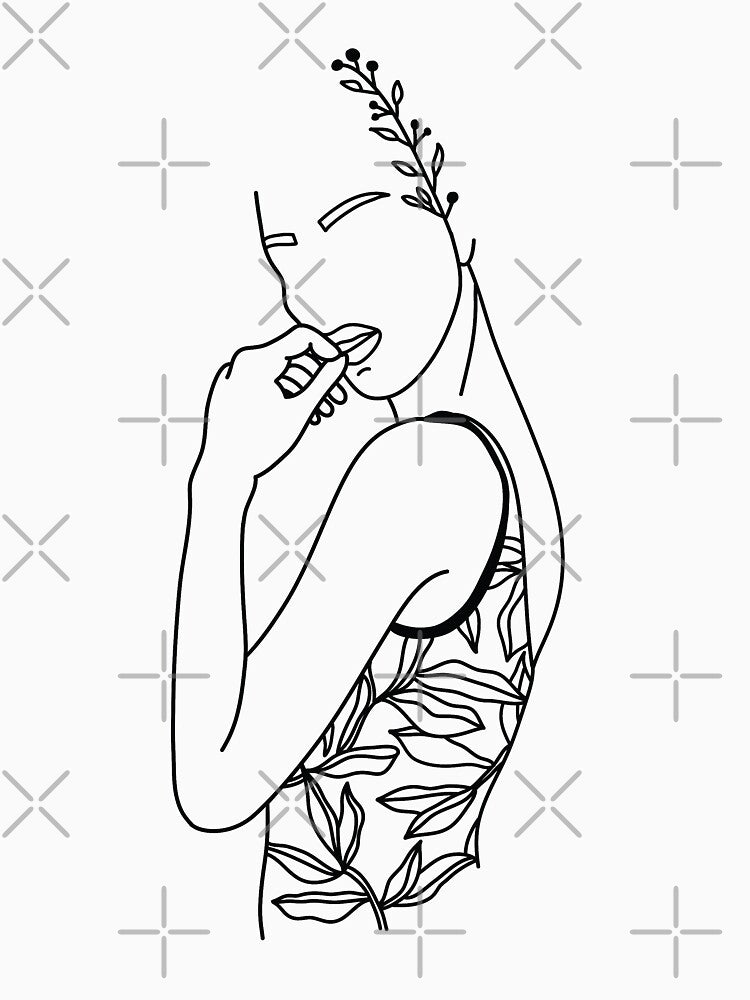 Tropical Goddess Posing Line Art by minimallineart