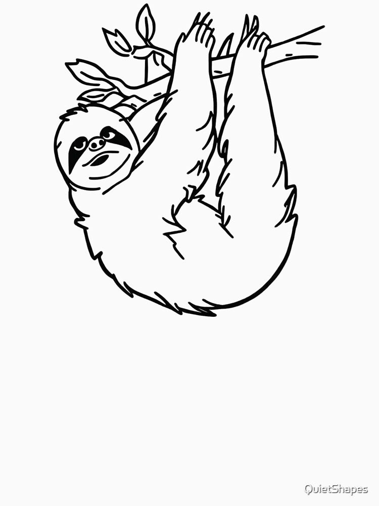 Fierce Stillness: Minimalist Single-Line Sloth Face by QuietShapes