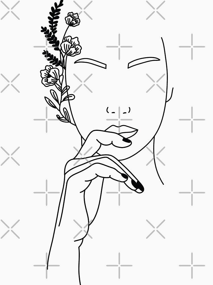 Woman Dreaming Line Art by minimallineart