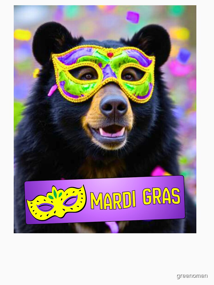 Mardi Gras Spirit Animal | Happy Bear with Carnival Mask by greenomen