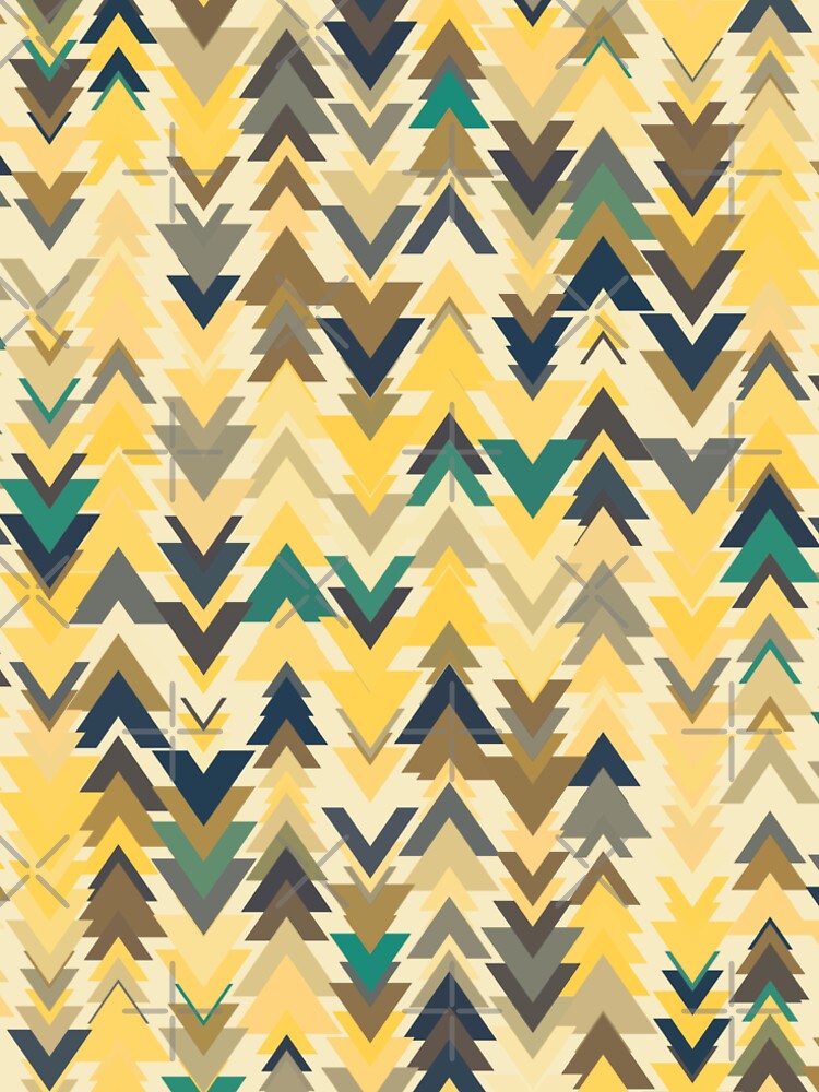 Firs Geometric Mosaic - Soft Autumn Trees Pattern by K Design Store