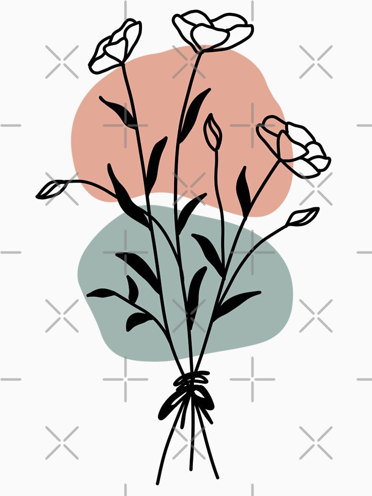 Abstract botanical One Line Art Flowers by ArunikaPrints