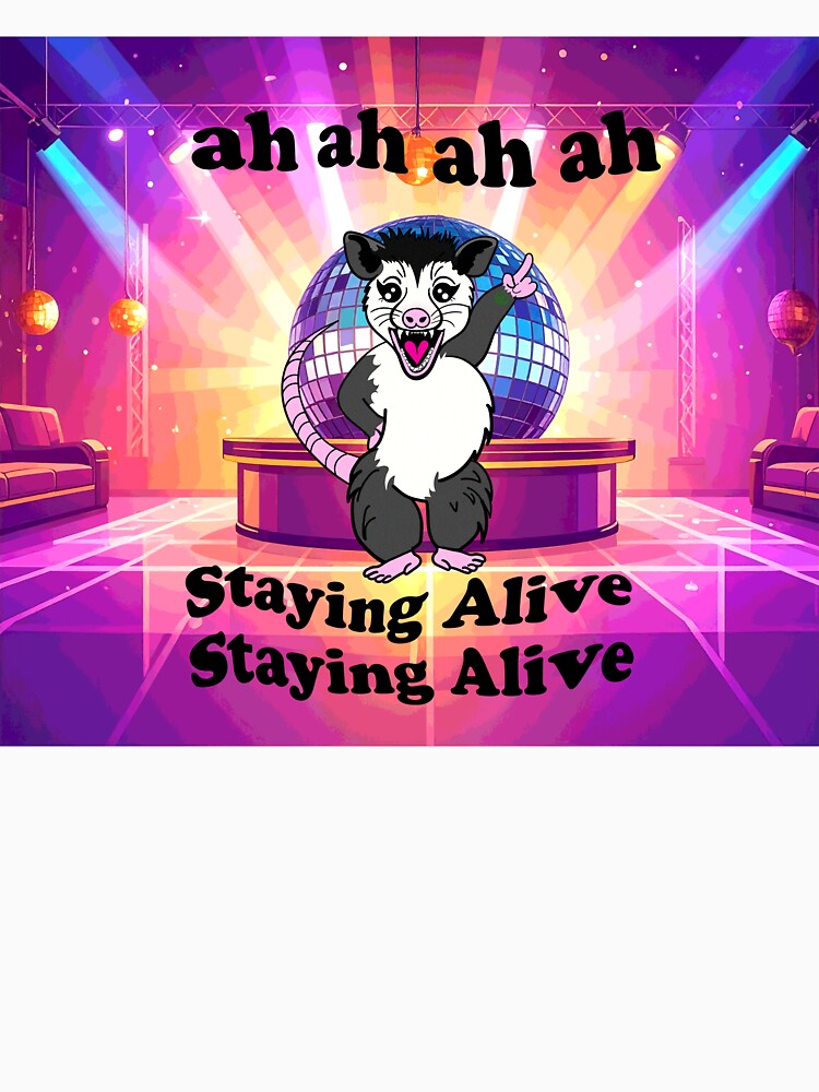 Dancing Possum – Staying Alive Disco Party Print by The-Sassy-Cat Designs