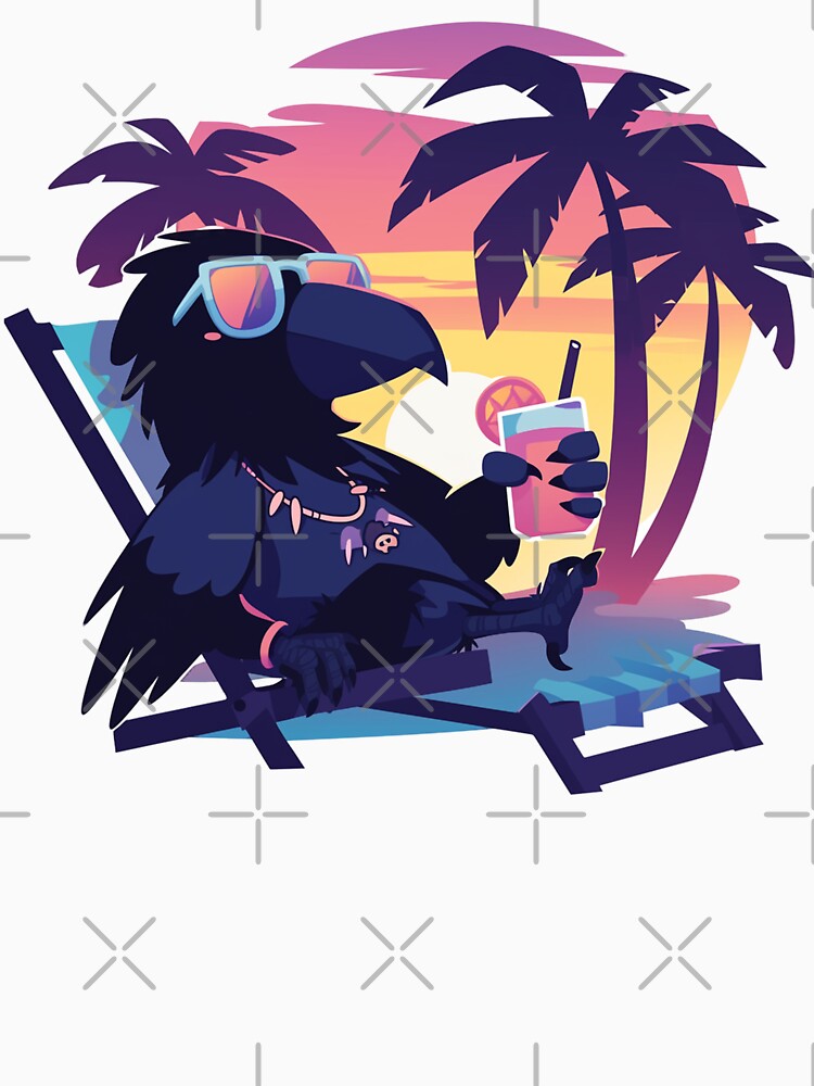 Raven's Summer Beach Day: Lazy and Relaxed by ImprintEmporium