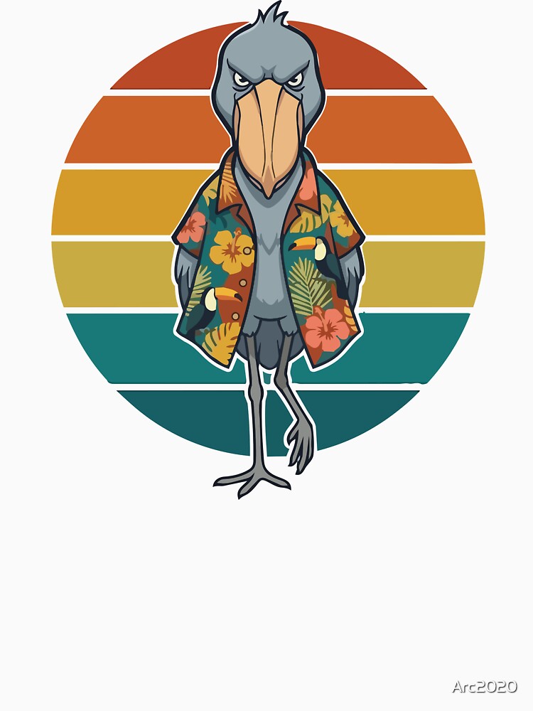 Funny Vacation Shoebill Stork Hawaiian Shirt Retro Sunset by Arc2020