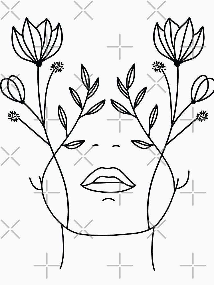 Flower Face Woman by minimallineart