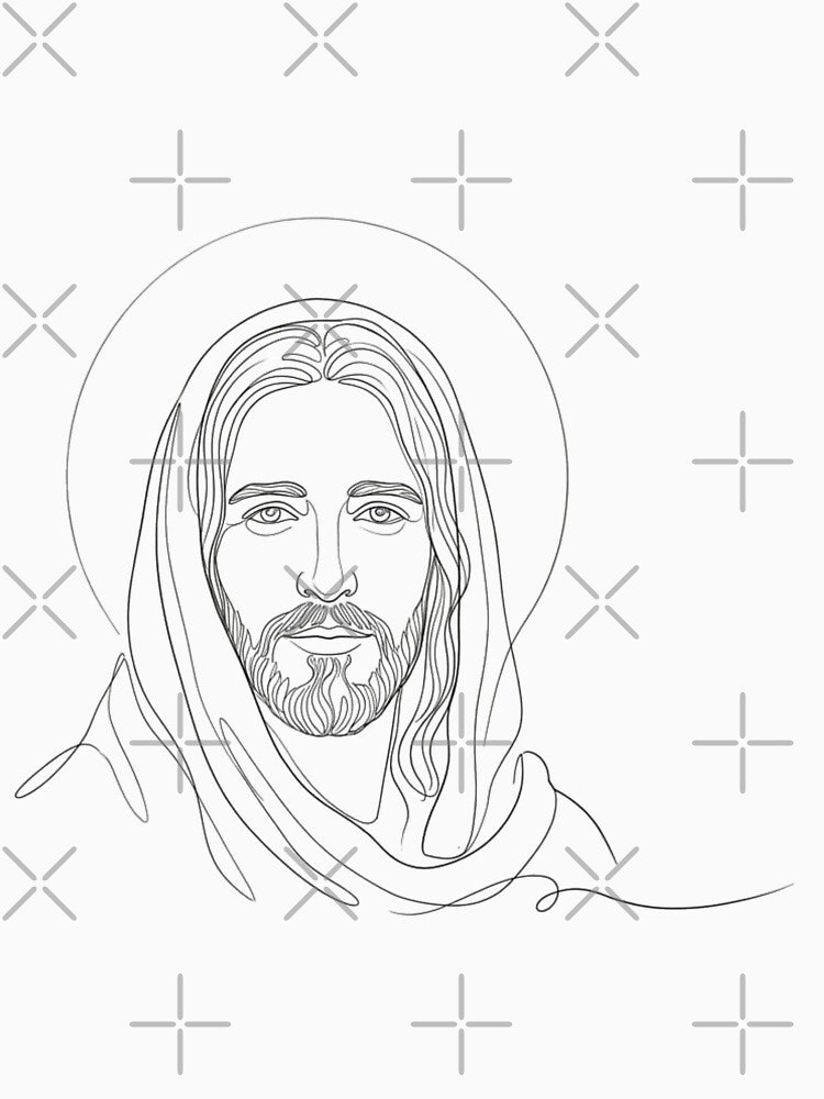 Minimalist One-Line Drawing of Jesus Christ's Face by MantoSagrado