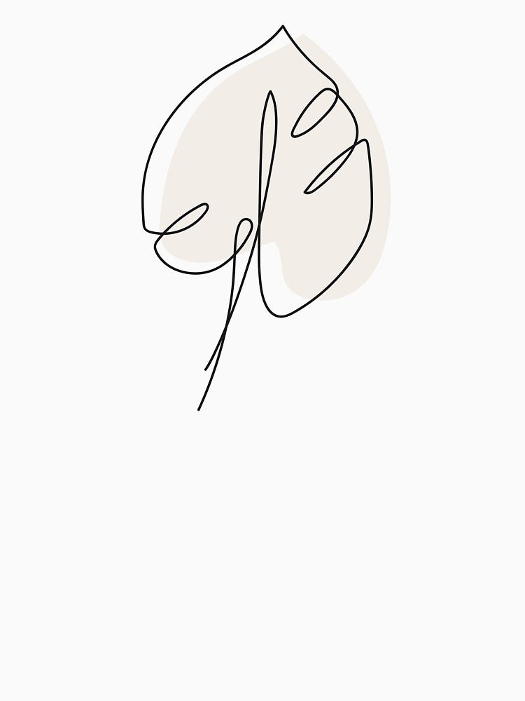One Line Monstera Leaf Drawing by AgataCreate