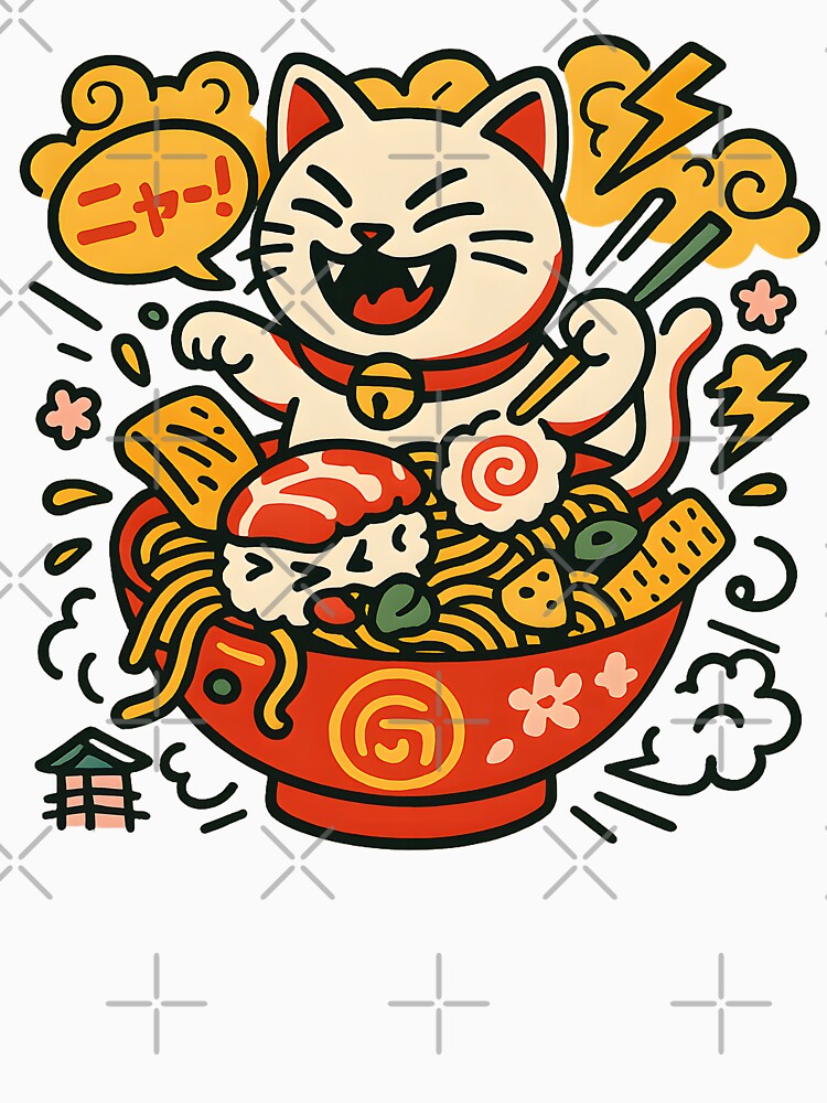 Neko Noodle Storm – Kawaii Ramen Chaos by Drawian Studio