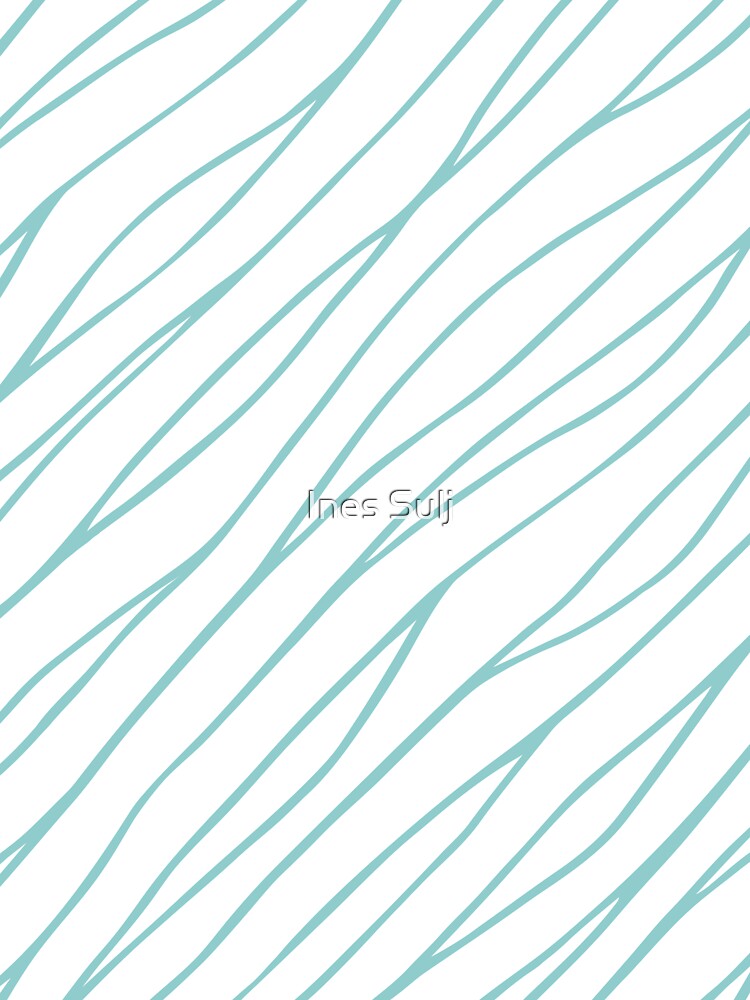 Wavy Lines Pattern Turquoise Blue and White 1 by PAPER MOON art & design