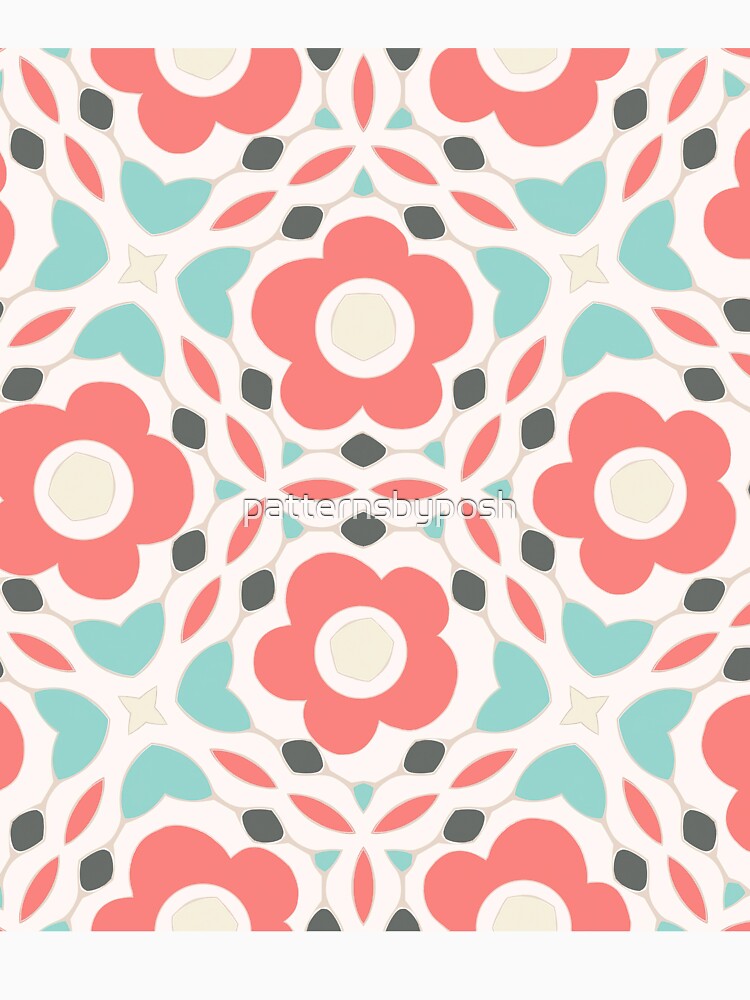 Large Doodled Daisies With Abstract Shapes by patternsbyposh