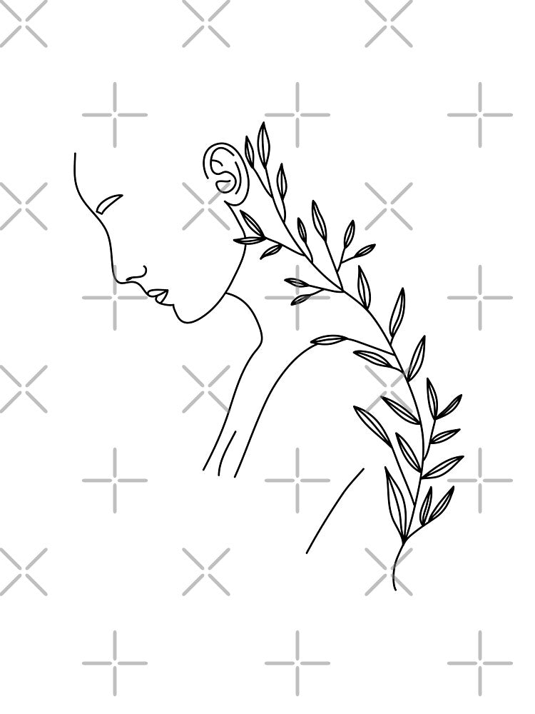 Sad Leaf Woman Line Art by minimallineart