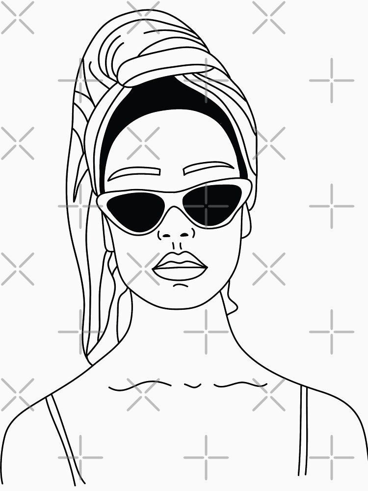 Fashion Woman Sunglasses Line Art by minimallineart