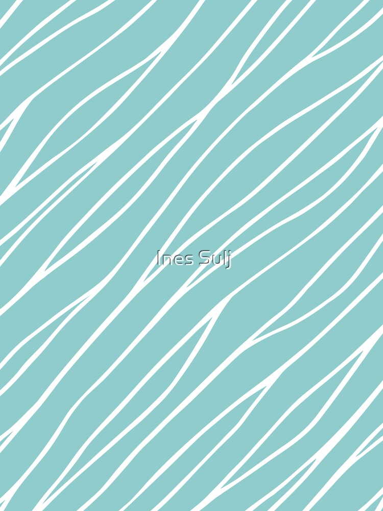 Wavy Lines Pattern Turquoise Blue and White 2 by PAPER MOON art & design