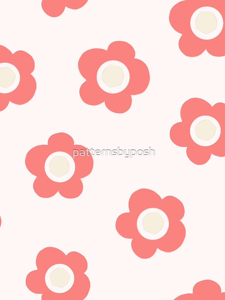Doodled Pink Daisies With Abstract Shapes by patternsbyposh